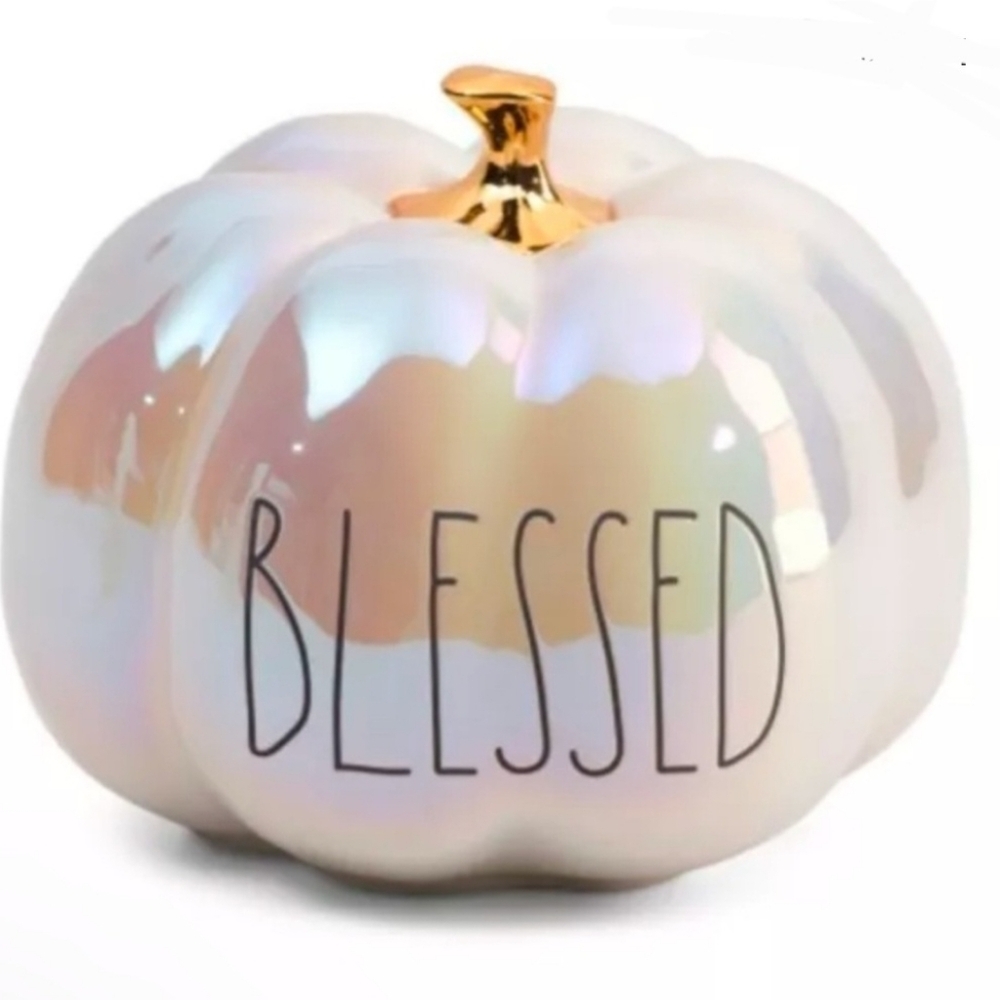 Rae Dunn NWT "Blessed" Luster Glaze Ceramic Pumpkin 8" By Magenta